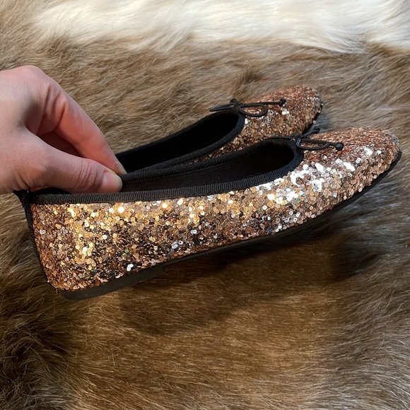 ZARA girl sequin ballet gold flats NEW - Picture 4 of 6